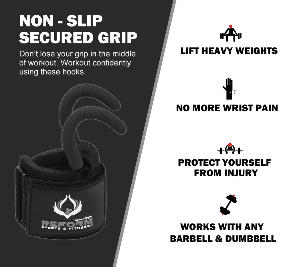 Pro Weight Lifting Training Gym Rod & Barbell Hook Grips Straps Wrist –  Reform Sports & Fitness